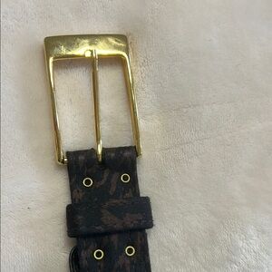 Brown and Black  Belt with Classic Gold Buckle